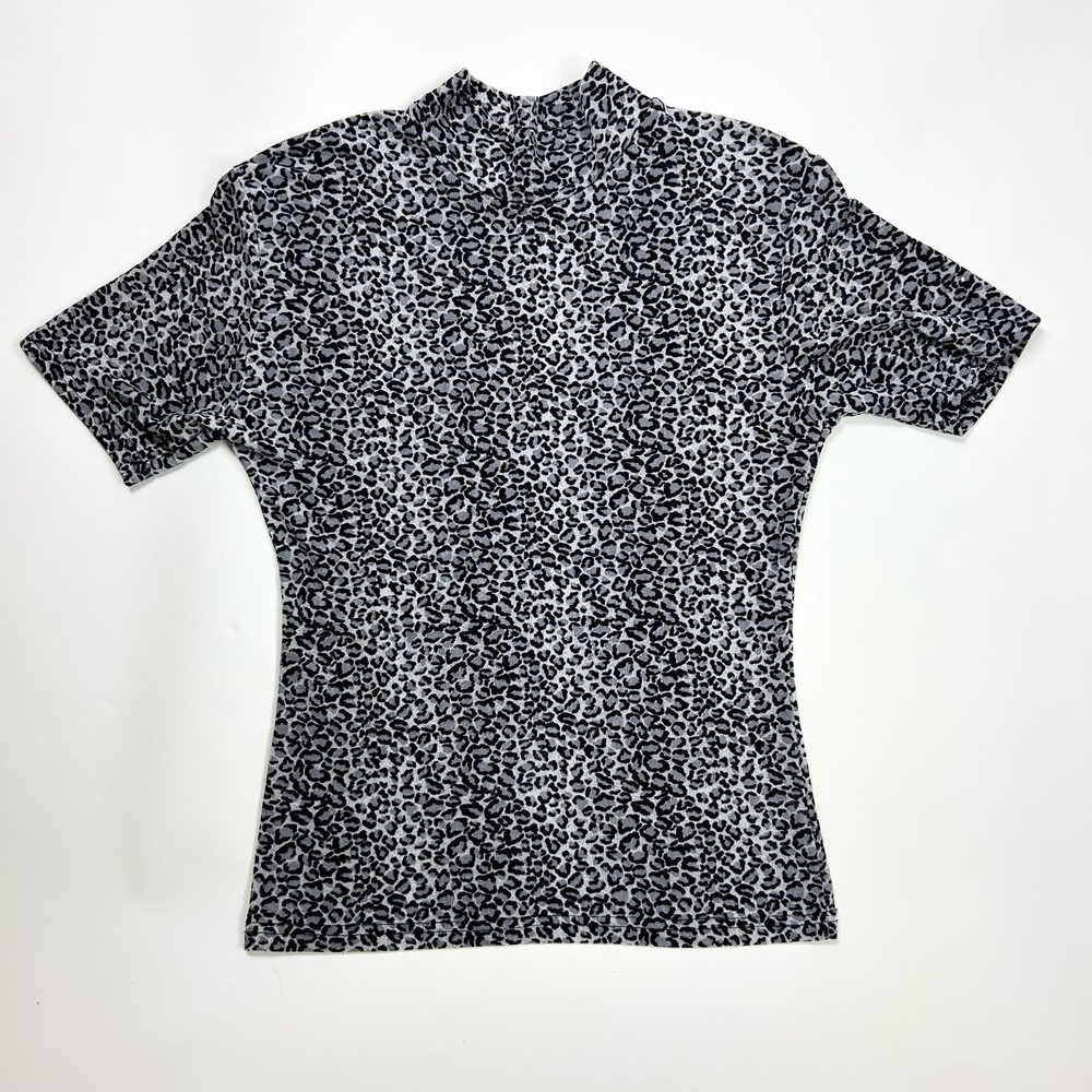 Vintage 90s leopard mesh mockneck top size L